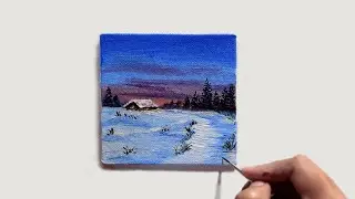Acrylic Painting || Winter Scenery Painting for Beginners