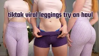 purple tiktok viral leggings | YOGA SHORTS TRY ON HAUL