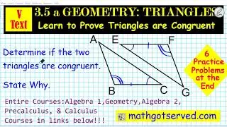 3.5 a Geometry How to Prove Two Triangles are congruent vtext SSS SAS ASA AAS mathgotserved