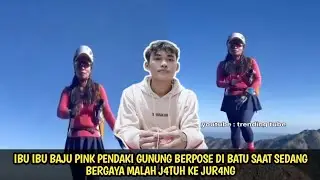 Emak emak pendaki gunung pakai baju pink yang viral di tiktok