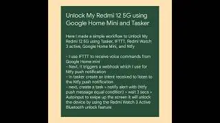 Unlock My Redmi 12 5G using Google Home mini and Tasker 