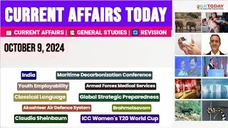 09 October, 2024 |Current Affairs Today |Top MCQs with Static GK & Detailed Revision by GKTODAY 🎯