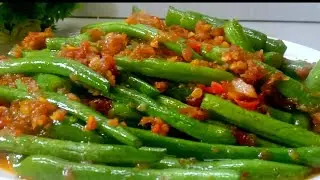 Cuma 10 menit!!! Resep TUMIS BUNCIS ebi ala resto...