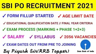 sbi po 2021 notification/SBI PO 2021 Age limit,Vacancy, Eligibility, Selection Process, Exam Date