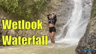 Wetlook girl gets her clothes wet in the waterfall | Wetlook waterfall | Wetlook tights