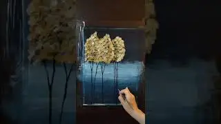 Painting golden tree with acrylics
