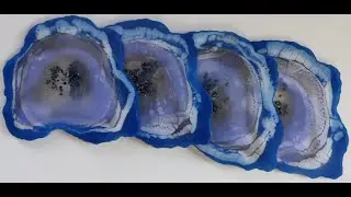 (50) Geode onderzetters. Silver grey - silver pearl - violet - light blue - dark blue.