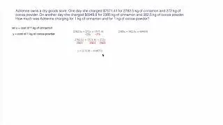 Level 12: Cost Question Using Systems of Equations From The Word Problems Math Program