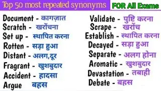 SYNONYMS| ENGLISH VOCABULARY|सभी एग्जाम में पूछे जाने वाले Synonyms