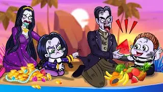Addams Family desert island survival challenge - Baby Wednesday story | The Addams family