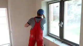 Поклейка стеклохолста на откос, на шпаклевку