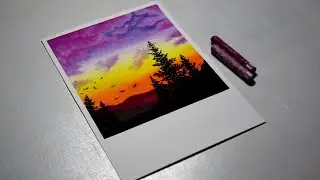 Oil Pastel Drawing || How to Draw a Landscape for Beginners with Oil Pastels