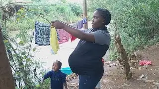 Hard life of a pregnant housewife in the village.