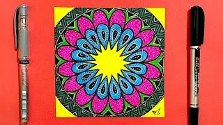 How to Draw a Vibrant Mini Mandala || Easy Zendoodle for Beginners