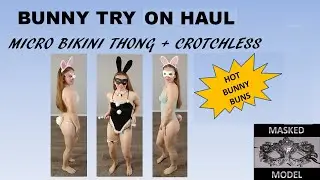Hot Sexy Thong Try On Spring Bunny Cosplay Lingerie Micro Bikini Shein Masked Model