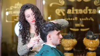 ASMR 💈 ITALIAN WOMAN BARBER “CURLY JAMES DEAN”