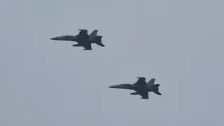 2x EA-18G Growlers Flyover in the Rain