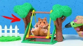 ДОМ ДЛЯ ХОМЯКА 🐹 | РИСУЮ КАЧЕЛИ С ДЕРЕВЬЯМИ 3D РУЧКОЙ  ДОМ ДЛЯ ХОМЯКА DIY