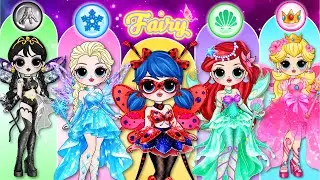 If Disney Princess, Wednesday & Ladybug Become Fairy | DIY Paper Dolls Fashion
