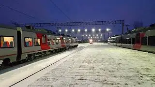 Ласточка Санкт Петербург - Новгород  прибывает на станцию Новгород на Волхове