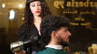 ASMR 💈 LADY BARBER / HAIRCUT FOR CURLY HAIR