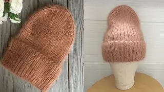МОДНАЯ, СТИЛЬНАЯ ,ТЕПЛАЯ ШАПКА -ЛУКОВКА  ИЗ ПУХА НОРКИ ! РАСЧЕТЫ НА ВСЕ РАЗМЕРЫ. KNITTED HAT