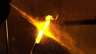 Corn Starch mixed with sodium bicarbonate (test 6) dispersed into flame: recorded in high speed