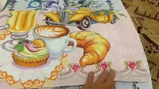Полотенца из рогожки.Окантовываю косой бейкой.