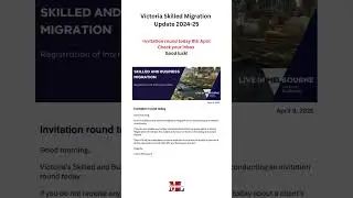 Victoria Skilled Migration invitation round today 8th April 2025