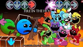FNF Smiling Critters ALL PHASES Sings Fire In The Hole | Poppy Playtime x Lobotomy Geometry Dash 2.2