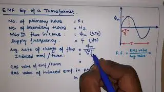 EMF Equation of Transformer | Single Phase Transformer