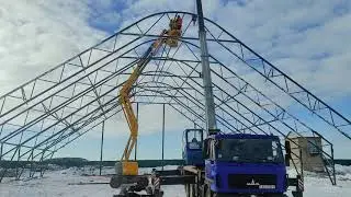 Монтаж метало конструкций! Кран МАЗ, погрузчик Weidemann 3080LPT