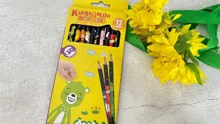 Пластиковые цветные КАРАНДАШИ Веселые зверята КАЛЯКА МАЛЯКА.