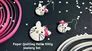 Paper Quilling Hello Kitty Jewelry Set