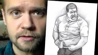 Drawing of Chris Farley as SNL character Drinking Buddy