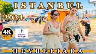 Istanbul Heybeliada Island 4K Walking Tour | Coastline, Cafes, Seaside, Local Vibes | August 2024