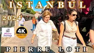 Istanbul Eyupsultan - Pierre Loti Hill 4K Walking Tour | Local Markets, Up Hill Cafe | August 2024
