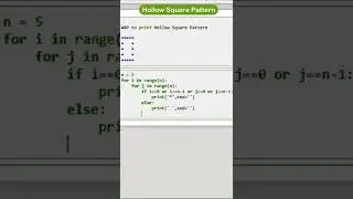 Hollow Square Pattern | python programing (programing 