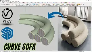 Curve sofa in Sketchup | Sketchup | Vray render