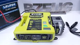 Ryobi Inverter (800W) failover demonstration of multiple battery input