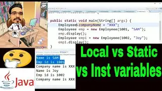 Java programming tutorial for beginners | Local vs Static vs Instance variables in java !