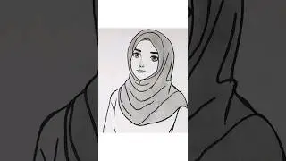 Girl with gijab drawing #shorts #drawing