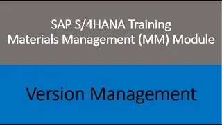 Video 42 - SAP S/4 HANA Materials Management (MM) training - Version Management.