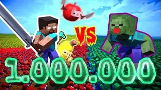 1,000,000 vs 1,000,000 ! Herobrines vs Zombies!? #2