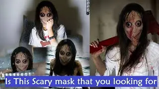 Topeng MoMo Challenge Mask with Hair Scary Halloween Mask 522-18