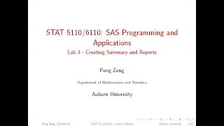 SAS - Lab 3 - Creating Summary and Reports