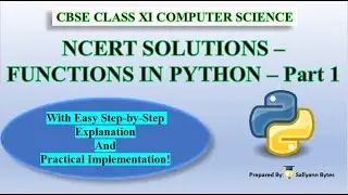 NCERT Solutions | Functions in Python (Part 1) | CBSE Class 11 Computer Science