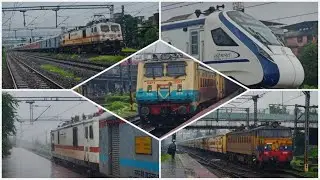 Railfanning Compilation - 8 in 1 Monsoon Trains in Central Railway | Deccan Queen,Rajdhani etc..