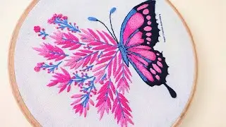 New Floral Butterfly Embroidery Design/Free PDF Pattern/Hand Embroidery/How to Embroider a Butterfly