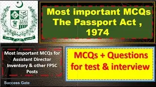 The Passport Act, 1974 MCQs | Assistant Director (Inventory) Test MCQs | Success Gate